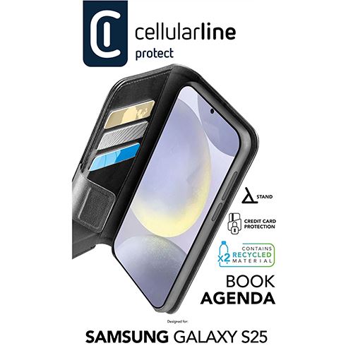 Capa Wallet Cellular Line Book Agenda para Samsung Galaxy S25 - Preta Supply