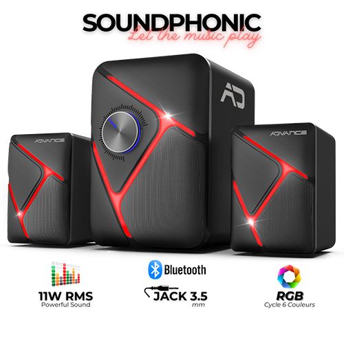 Colunas Bluetooth Advance SoundPhonic kit  2.1 SP-5200 - RGB Hot on Sale