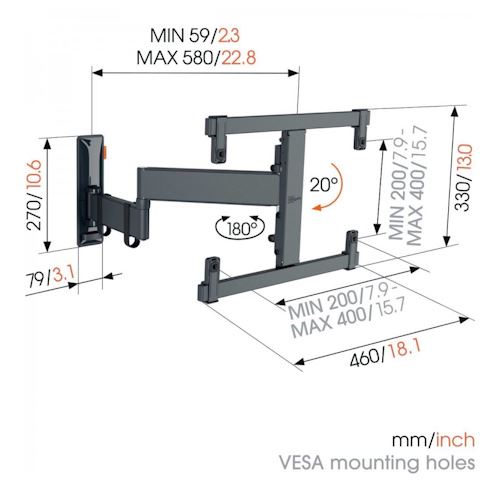 Suporte Vesa TVM 3463 2 Braços 32  a 65  - Preto For Sale