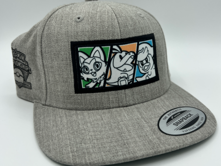 Gray Snapback Hat (Sprigatito, Fuecoco & Quaxly) NAIC 2023 Exclusive Cheap